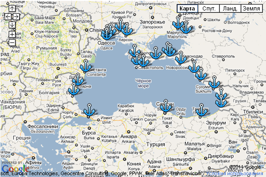 Карта украины и черного моря